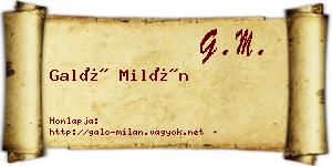 Galó Milán névjegykártya